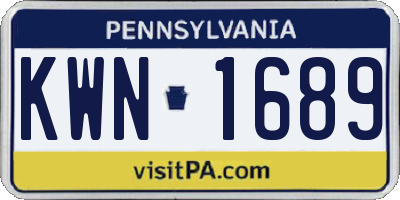 PA license plate KWN1689