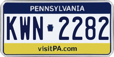 PA license plate KWN2282