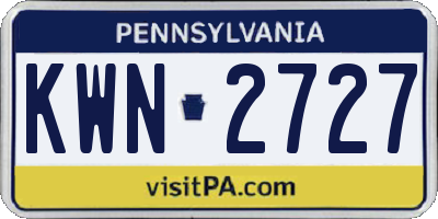 PA license plate KWN2727