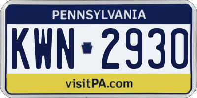 PA license plate KWN2930