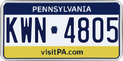 PA license plate KWN4805