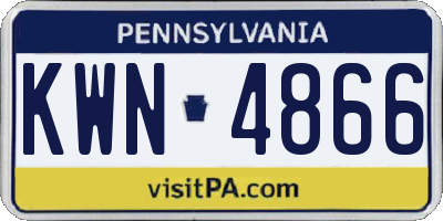 PA license plate KWN4866