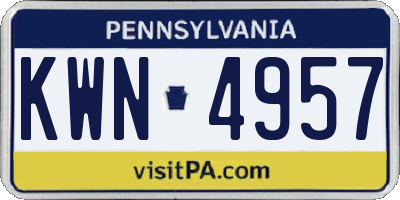 PA license plate KWN4957