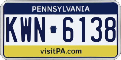 PA license plate KWN6138