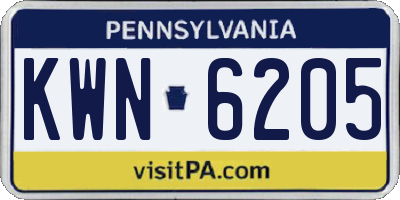 PA license plate KWN6205