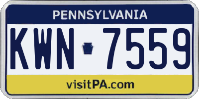 PA license plate KWN7559