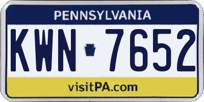 PA license plate KWN7652