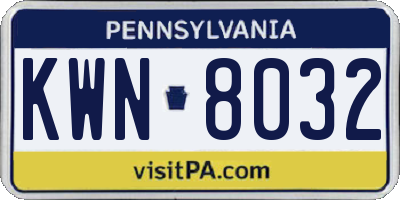 PA license plate KWN8032