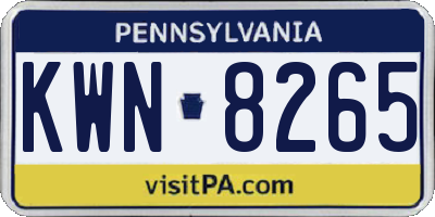 PA license plate KWN8265