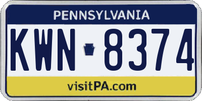 PA license plate KWN8374