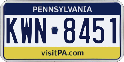 PA license plate KWN8451