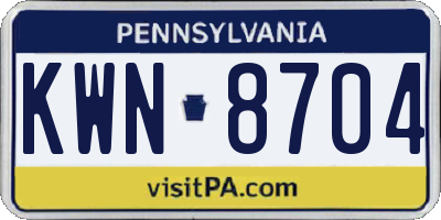 PA license plate KWN8704