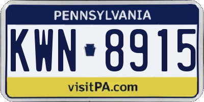 PA license plate KWN8915