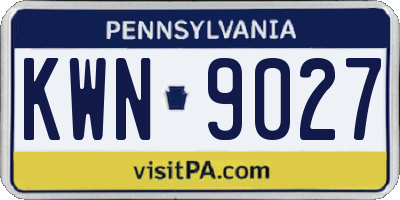 PA license plate KWN9027