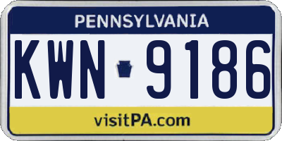 PA license plate KWN9186