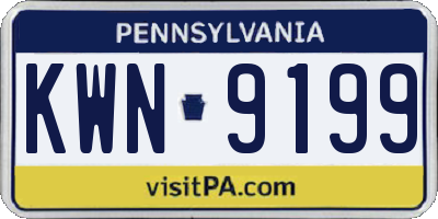 PA license plate KWN9199