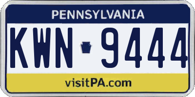 PA license plate KWN9444