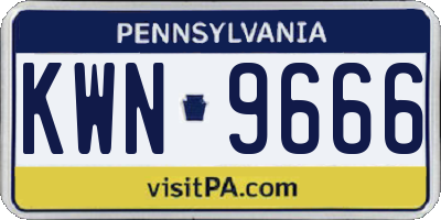 PA license plate KWN9666