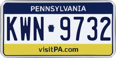 PA license plate KWN9732