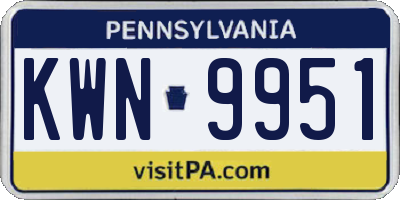 PA license plate KWN9951