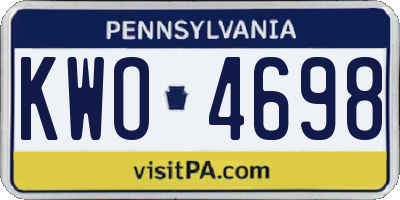 PA license plate KWO4698