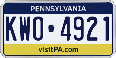 PA license plate KWO4921
