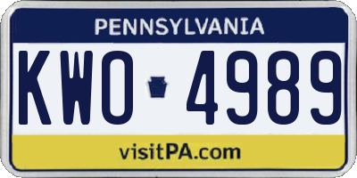 PA license plate KWO4989