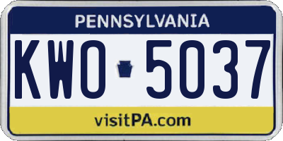 PA license plate KWO5037