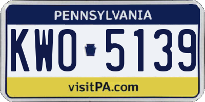 PA license plate KWO5139