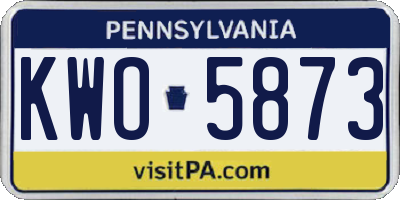 PA license plate KWO5873