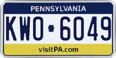 PA license plate KWO6049