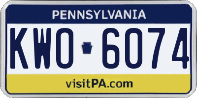 PA license plate KWO6074