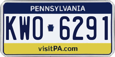 PA license plate KWO6291