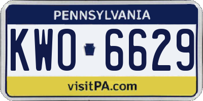 PA license plate KWO6629