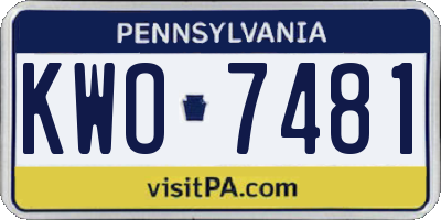 PA license plate KWO7481