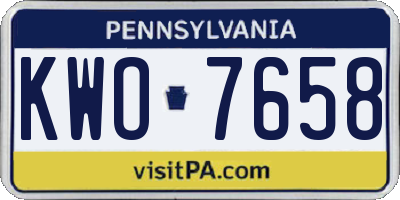 PA license plate KWO7658