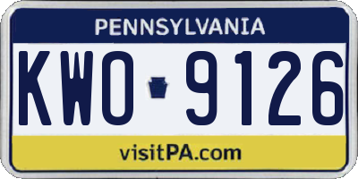 PA license plate KWO9126