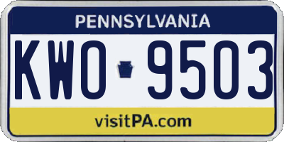 PA license plate KWO9503
