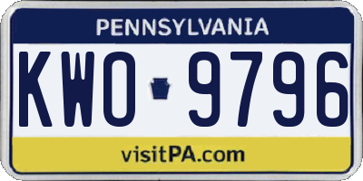 PA license plate KWO9796