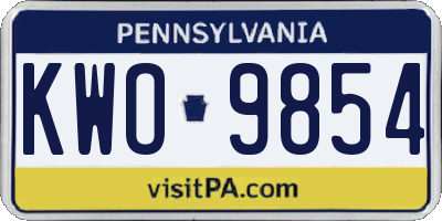 PA license plate KWO9854