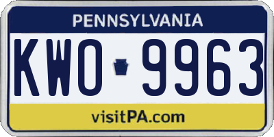 PA license plate KWO9963
