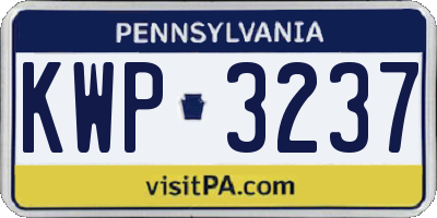 PA license plate KWP3237