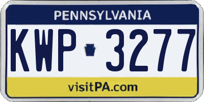 PA license plate KWP3277