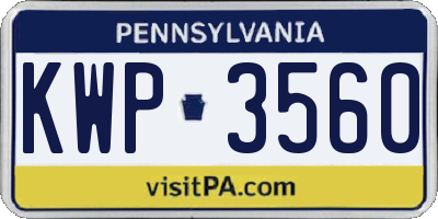 PA license plate KWP3560