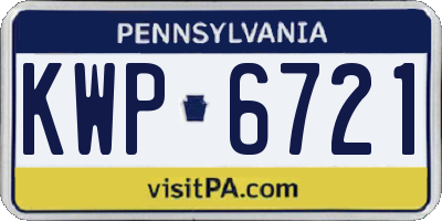 PA license plate KWP6721