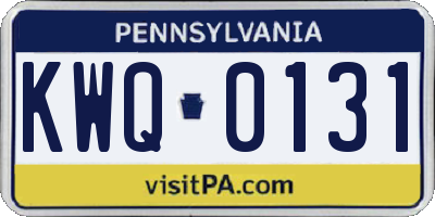 PA license plate KWQ0131