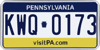PA license plate KWQ0173