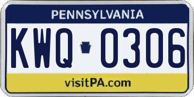 PA license plate KWQ0306