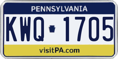 PA license plate KWQ1705