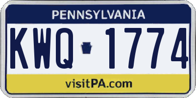PA license plate KWQ1774